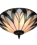 Vintage Stained Glass Ceiling Light 18-Inch Flush Mount Fixture with bowl shade, classic vibe, cozy glow for living room, hallway, cafe