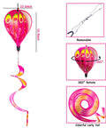 Four Pack Colorful Hot Air Balloon Wind Spinners For Yard Decor With Curly Tails That Spin In The Wind, 51.2in tall with curly tail