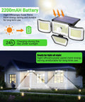 Solar Motion Sensor Outdoor Lights 278 LED 3000 Lumen IP65 Waterproof Super Bright with Remote Control illuminating house exterior