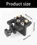 Pro Shop Quality High Precision Woodworking Hole Punch Tool Dowel Jig For Accurate Hole Location In Furniture Assembly And DIY Projects Aluminum Alloy Construction For Long Lasting Performance with dimensions shown in black aluminum alloy body.