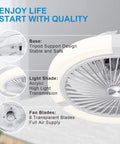 Bladeless 18Inch Flush Mount Ceiling Fan With Light Remote Control Low Profile, showing base, acrylic shade, and transparent blades.
