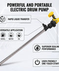 Aolidsive Cordless Drum Pump With 8000Rpm Motor And Stainless Steel Pipe for fast water kerosene transfer, featuring a user-friendly design.