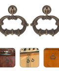 4 Pack Vintage Style Metal Ring Pull Handles For Jewelry Boxes, Drawers, Cabinets, Wardrobes, And Home Furniture, coffee finish