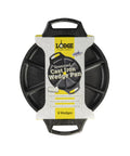 Eight Impression Cast Iron Wedge Pan For Even Edge To Edge Baking, Preseasoned And Ready To Use displayed with packaging