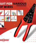8 Inch Wire Stripper And Crimping Pliers Multi Function Tool For Cutting Stripping Crimping And Looping 10 To 22 AWG Copper Or Aluminum
