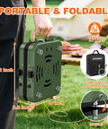 Person holding Two Burner Foldable Camping Stove With Carry Bag For Outdoor Cooking, Portable and lightweight, 5.7 lbs
