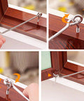 Set Of Four 1.5 Inch Galvanized Steel Swivel Latches demonstrating easy installation on a wooden window frame.