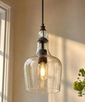 BNHHLZ Seeded Glass Pendant Light for Kitchen Island, Matte Black Teardrop Hanging Light Fixture, Adjustable Cord with bulb.