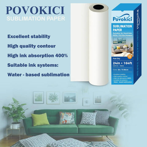 Fast Dry Dye Sublimation Paper Roll 95gsm 24x164ft For Heat Transfer Printing On F570 Printers High Ink Absorption 400%
