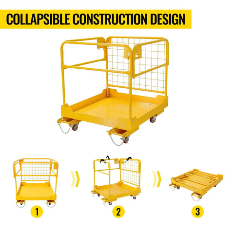 Heavy Hitter 36X36 Forklift Safety Cage With Foldable Man Basket 1200 Lb, collapsible design for easy transport.