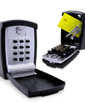 Easy Access Key Storage Wall Mount Lock Box In Black With Push Button Entry For Home Grab And Go Real Estate Showings