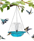 Cascade Hanging Bird Bath Fountain For Outdoor Garden Decor, Solar Powered Bird Bath With Water Pump, Metal Hummingbird Fountain