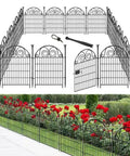 Tall Dog Fence With Gate, 40 Inch High Garden Boundary Fences, 12 Panels Spanning 26.2 Feet, Metal Temporary Yard Enclosure For Pets