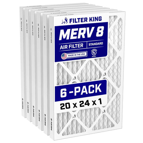 MERV 8 20x24x1 Air Filter 6 Pack For HVAC Top Notch Dust And Allergy Control Pleated Electrostatic Filters Made In USA