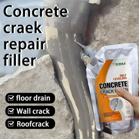 500G Busted Driveway Rescue High Flex Self Leveling Concrete Crack Filler Fast Dry Waterproof Sealant Cement Repair Paste for Outdoor Patio Pavers Heavy Duty Structural Sealant applied to a concrete crack.