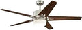 Zephyr 56 Inch Brushed Nickel Indoor Ceiling Fan With Dimmable LED Light Kit And Remote Control Opal Frosted Glass Reversible Walnut Blades
