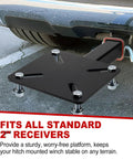 Heavy Duty Workbench Mount Vise Holder And Bench Grinder Stand Adapts To Standard Two Inch Hitch Receiver with sturdy platform.