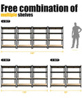 Garage Shelving Unit 40 Inch Wide 20 Inch Deep 59 Inch High 4 Tier Steel Storage Shelves Black shown in 2, 3, and 4 set layouts