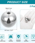 Badass 3 Pcs M4 X 17Mm Round Ball Nut Knobs Forged From 304 Stainless Steel displayed in hand with dimensions.