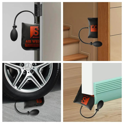 Heavy Duty Air Wedge Shim Kit With Three Sizes, Inflatable Air Bag Wedge Tools for leveling doors, stairs, cars, and furniture.