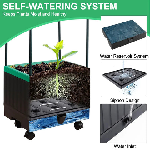 Raised Garden Bed With Self Watering Planter Box And Trellis For Climbing Plants Indoor Outdoor Yard Greenhouse Use Ideal