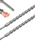 Rotary hammer drill bits, two 1-in x 14-in carbide-tipped SDS-Plus for concrete masonry (front view).
