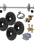 Upgraded 29 Inch Go Kart Rear Axle Kit with 4.10-6 Tires, 160mm Disc Rotor, 58T T8F Sprocket, 116L Chain, and 740mm Shaft