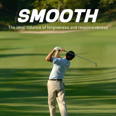 Golfer swinging on a fairway illustrating the smooth performance of 7 Club Iron Set 5 Through Sand Wedge With Project X Cypher Graphite Shafts
