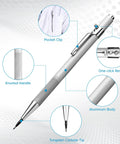 Retractable Carbide Point Scriber With Replaceable Tip For Fine Lines And Marking Satin Brown Finish Pro Grade Metalworking Tool For Pros And Crafters 599 777 Scriber Low Glare And Rust Resistant, silver aluminum body with pocket clip and knurled handle