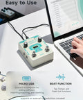 Circle Looper Pedal Drum Machine 2 In 1 Dual Loop Studio Pedal For Guitar next to laptop showing interface