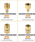 M22-15mm to 1/4in outer-thread male adapter, brass, front view, 4-piece set
M22-15mm to 1/4in inner-thread male adapter, brass, side view, 4-piece set
M22-15mm to 1/4in outer-thread female adapter, brass, front view, 4-piece set
M22-15mm to 1/4in inner-thread female adapter, brass, close-up view, 4-piece set