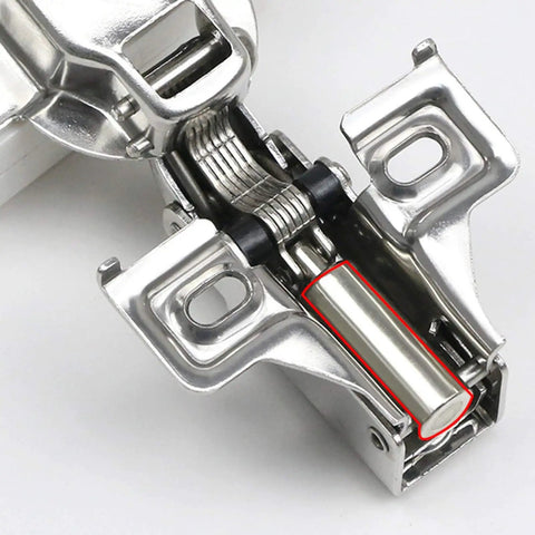 Close-up of Short Arm Hinge Soft Close Cabinet Hinges for Kitchen Face Frame and Bookcases DIY Friendly Dampening.
