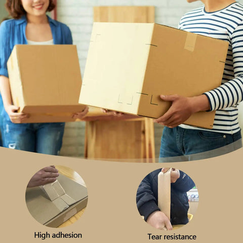 No Fuss 2 Pack Reinforced Water Activated Gummed Kraft Paper Tape 2.75 X 380 Ft Per Roll securing two cardboard boxes during shipping.