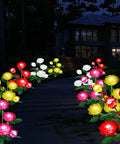 Outdoor Solar Rose Lights Seven Rose Flower Garden Stakes For Pathway Patio And Yard Decor Pink Bloom With Large Solar Panel