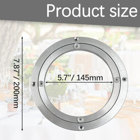 Heavy Duty Eight Inch Lazy Susan Bearing With Smooth As Butter Silent Swivel For Kitchen Cabinets and Turntables, product size dimensions.