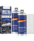Box and bottles of Heavy Duty Metal Repair Glue For Iron Steel Aluminum And More, Pro Grade Adhesive, 100ml each