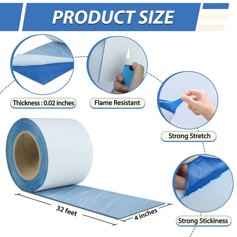 Fluorocarbon Membrane Butyl Waterproof Tape 4 Inch By 32 Feet Self Adhesive White Roofing Sealant For Roof Flashing Leak Patch