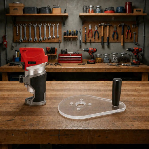 Straight Up Precision Replacement Router Base Plate For Compact Power Tools, 6 By 9 Inch single grip sub mount with clear cast acrylic.