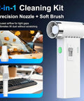 Ultra Slim Electric Air Duster With 150,000 RPM Turbo Power, Rechargeable Cordless Dust Blaster showing nozzle and brush attachments