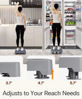 Person using adjustable step stool in kitchen, One Step Stool With Non Slip Wave Traction, 3.4 Inch Rise, Wide Base, 350 Lb Capacity