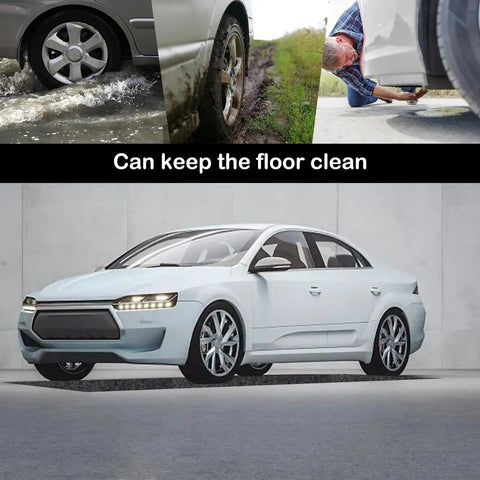 32x84 Inch Garage Floor Mat For Cars And Motorcycles, 3mm Thick Non Slip Oil Absorbent Floor Protector shown under vehicle