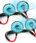 2 Pack Neck Fan Portable Rechargeable Personal Cooling Wearable Around The Neck For Men And Women USB Battery Operated