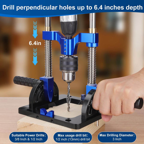 Heavy Duty Portable Drill Guide With Adjustable 0 To 60 Degrees Multi Angle For Straight Holes shown on a workbench