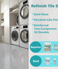 Laundry room with polished porcelain tile using Two Part Floor Coating Kit With Clear Sealer For Porcelain Tile Floors In Kitchen Bathroom