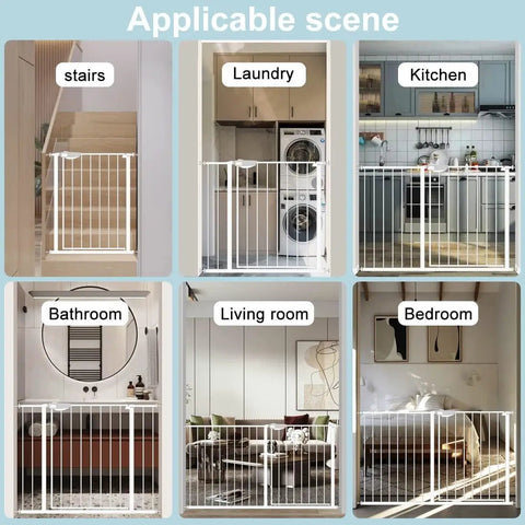 Extra Wide Baby Gate With Triple Lock System Pressure Mounted Walk Through Swing Auto Close Safety Gate for stairs and rooms