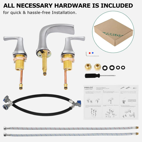 Installation hardware for Two Handle Widespread Waterfall Roman Bathtub Faucet With Valve In Brushed Nickel Tub Filler