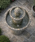 Outdoor Three Tier Zen Style Pedestal Water Fountain With Stone Trim And Pump Two Point Six Four Gallon Capacity Stone Gray