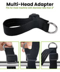 Heavy Duty Trimmer Strap Harness with metal clasp and elastic part for weed eater, shown in close-up with multi-head adapter view.