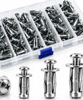 90 Piece Kickass Button Rivet Locking Nuts Set M4 M5 M6 High Strength Carbon Steel in clear storage box for sheet metal repairs.