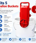 Portable 5 Gallon Mini Clothes Washer With Digital Timer And Quick Turn Spin Action Handles attached to a white bucket.